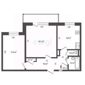 2-к квартира, вторичка, 51м2, 2/5 этаж