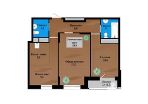 3-к квартира, строящийся дом, 59м2, 11/12 этаж