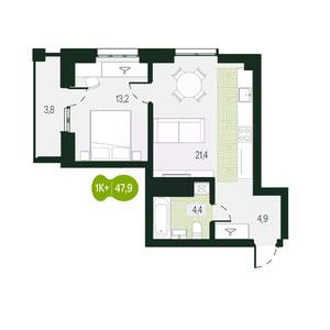 2-к квартира, вторичка, 48м2, 14/17 этаж