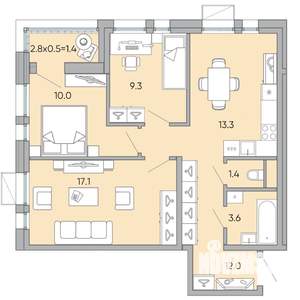 3-к квартира, вторичка, 69м2, 18/18 этаж