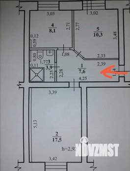 2-к квартира, вторичка, 47м2, 4/4 этаж