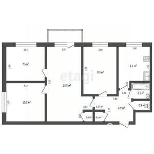 4-к квартира, вторичка, 61м2, 4/5 этаж
