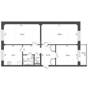 3-к квартира, вторичка, 71м2, 5/5 этаж