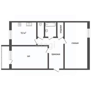 2-к квартира, вторичка, 46м2, 1/5 этаж