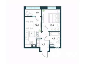 1-к квартира, вторичка, 35м2, 18/18 этаж