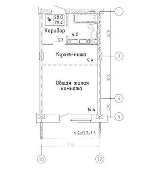 Студия квартира, строящийся дом, 29м2, 2/17 этаж