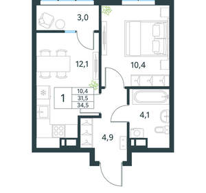 1-к квартира, вторичка, 35м2, 18/18 этаж