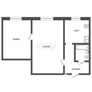 2-к квартира, вторичка, 40м2, 4/4 этаж