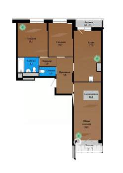3-к квартира, строящийся дом, 80м2, 3/12 этаж