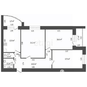 3-к квартира, вторичка, 88м2, 5/16 этаж