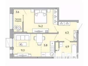 2-к квартира, вторичка, 46м2, 18/18 этаж