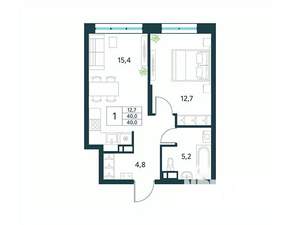 1-к квартира, вторичка, 40м2, 9/18 этаж