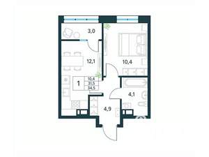 1-к квартира, вторичка, 35м2, 18/18 этаж