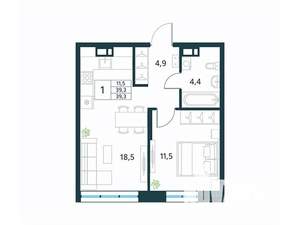 1-к квартира, вторичка, 39м2, 5/10 этаж