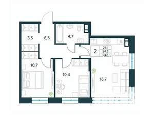 2-к квартира, вторичка, 55м2, 5/10 этаж