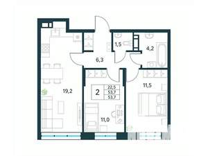 2-к квартира, вторичка, 54м2, 4/18 этаж