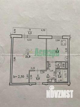 1-к квартира, вторичка, 42м2, 6/9 этаж