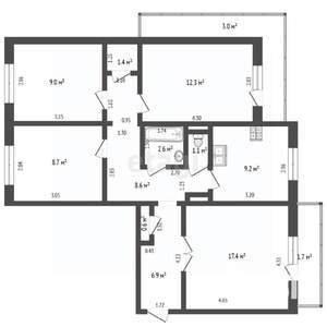 4-к квартира, вторичка, 78м2, 7/9 этаж