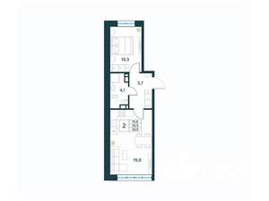 2-к квартира, вторичка, 40м2, 2/10 этаж
