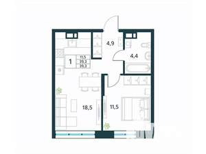 1-к квартира, вторичка, 39м2, 5/10 этаж