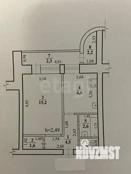 1-к квартира, вторичка, 38м2, 9/10 этаж