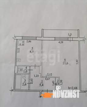 1-к квартира, вторичка, 41м2, 3/5 этаж