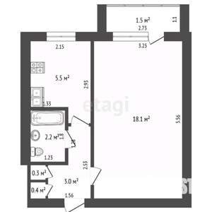 1-к квартира, вторичка, 30м2, 2/5 этаж