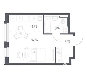 Студия квартира, вторичка, 29м2, 10/17 этаж
