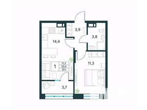 1-к квартира, вторичка, 37м2, 3/18 этаж