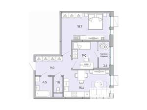 2-к квартира, вторичка, 62м2, 17/18 этаж