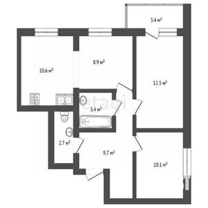 2-к квартира, вторичка, 60м2, 8/9 этаж