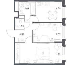 2-к квартира, вторичка, 50м2, 16/17 этаж