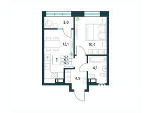 1-к квартира, вторичка, 35м2, 11/18 этаж