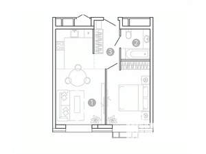 1-к квартира, вторичка, 43м2, 4/15 этаж