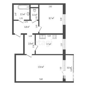 2-к квартира, вторичка, 44м2, 5/5 этаж