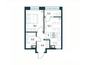 1-к квартира, вторичка, 34м2, 18/18 этаж