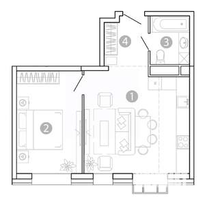 2-к квартира, вторичка, 45м2, 5/15 этаж