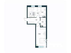 2-к квартира, вторичка, 48м2, 3/18 этаж