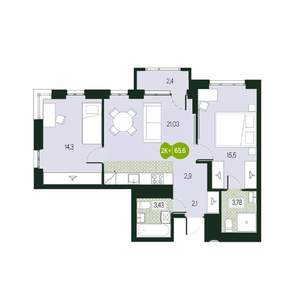 3-к квартира, вторичка, 66м2, 17/17 этаж
