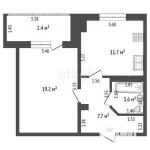 1-к квартира, вторичка, 42м2, 7/15 этаж
