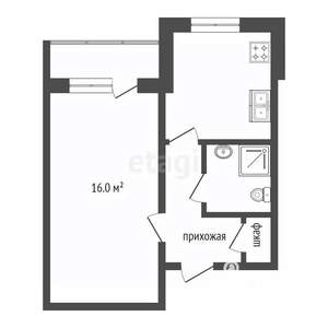 Студия квартира, вторичка, 30м2, 2/5 этаж