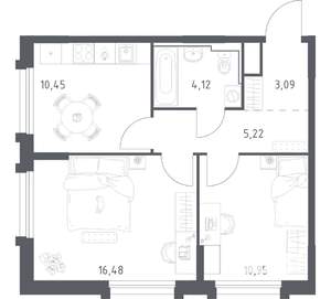 2-к квартира, вторичка, 50м2, 13/17 этаж