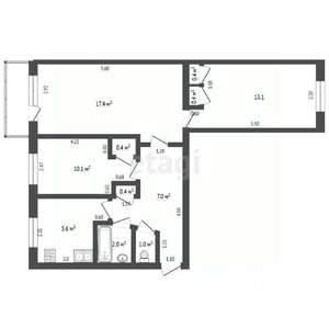 3-к квартира, вторичка, 60м2, 2/5 этаж
