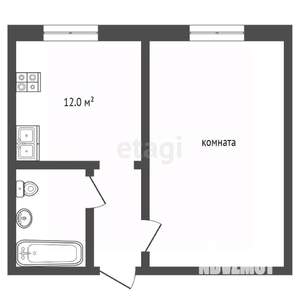 1-к квартира, вторичка, 33м2, 2/4 этаж
