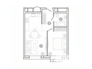 1-к квартира, вторичка, 43м2, 3/15 этаж