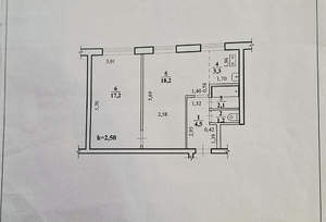 2-к квартира, вторичка, 47м2, 1/5 этаж