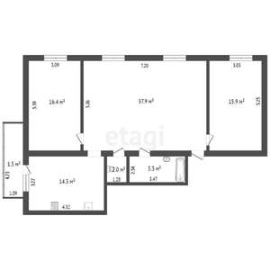 3-к квартира, вторичка, 93м2, 2/9 этаж