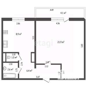 1-к квартира, вторичка, 41м2, 8/11 этаж