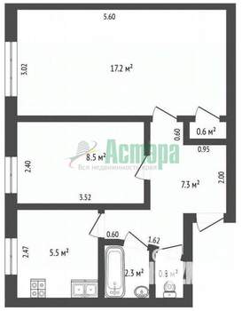 2-к квартира, вторичка, 43м2, 1/5 этаж