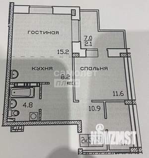 2-к квартира, вторичка, 58м2, 2/16 этаж